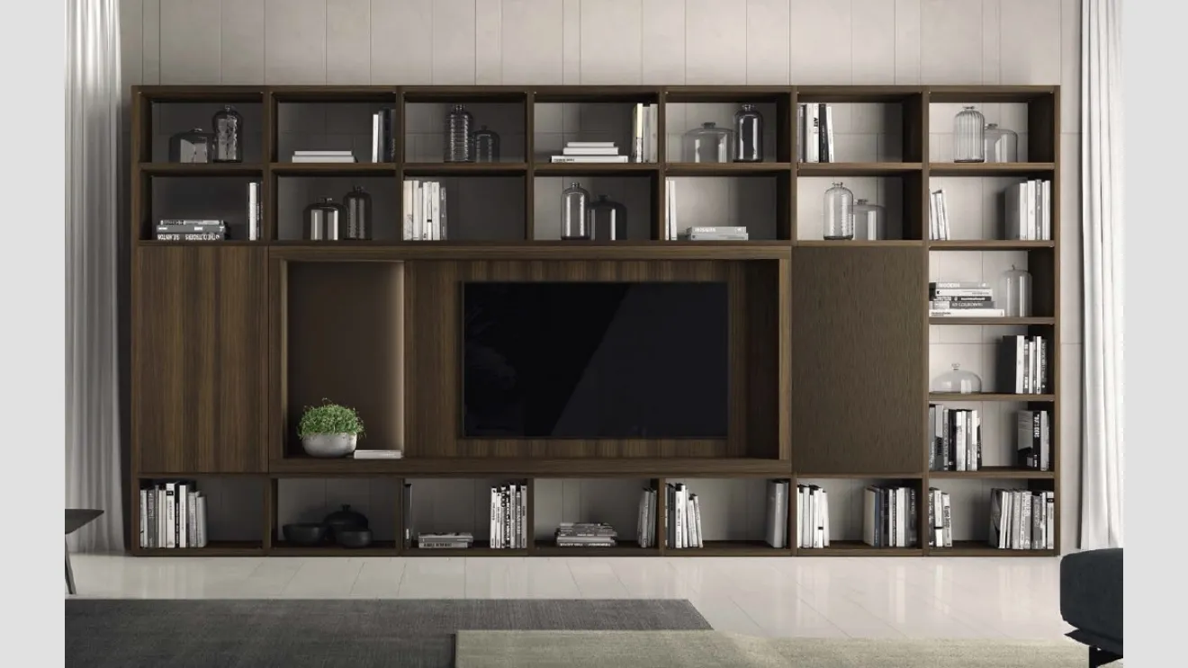 Libreria a muro Vitalyty Luce 020 in melaminico finitura legno di Colombini Casa