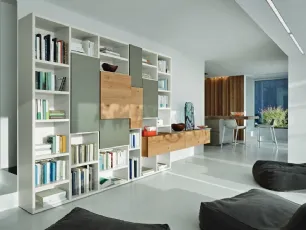 Libreria Modo M6C71 in laccato opaco e Rovere nodato di Sangiacomo
