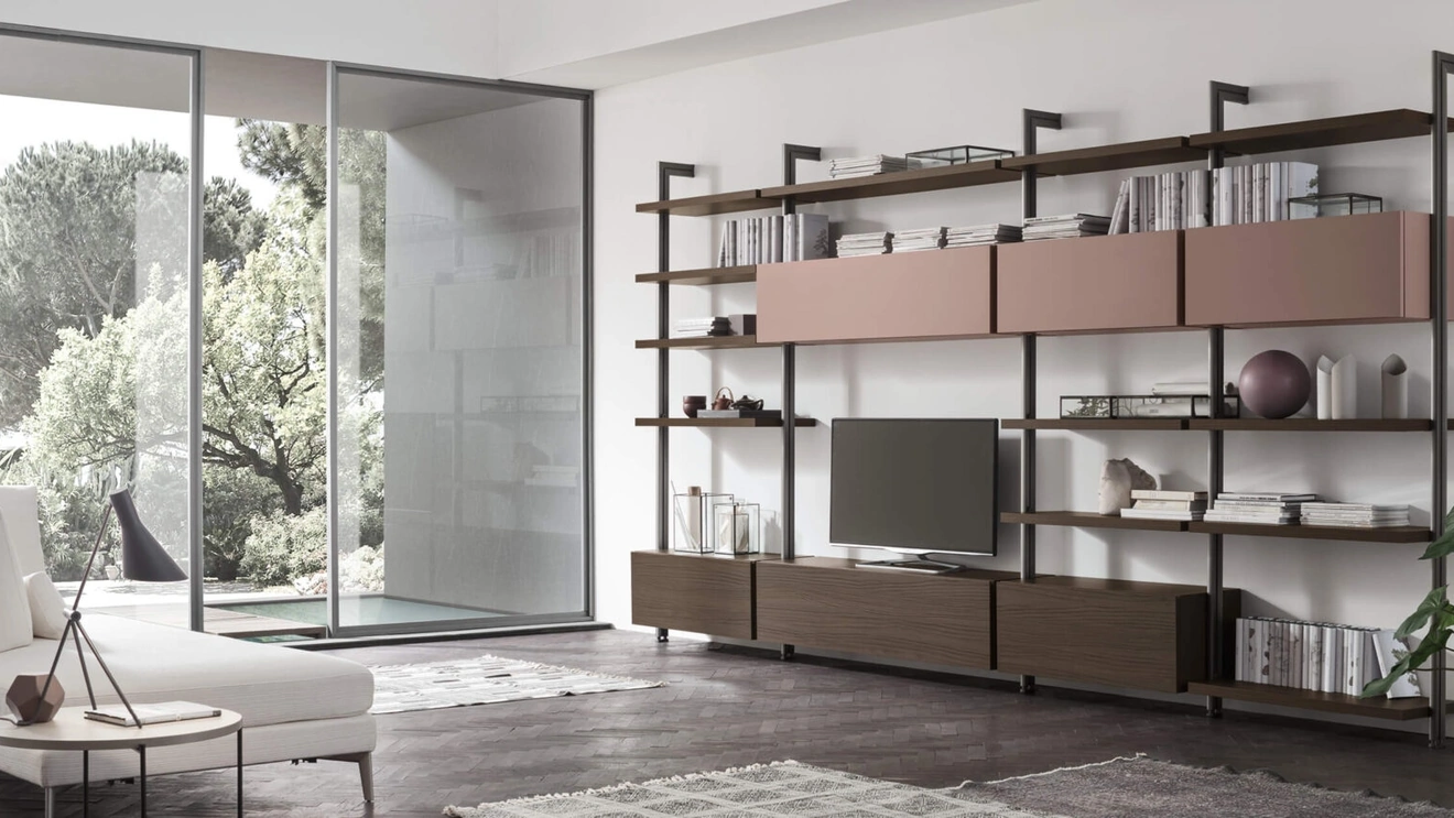 Libreria Sistema O Pen - Comp SU2127 in melaminico e laccato di Maronese
