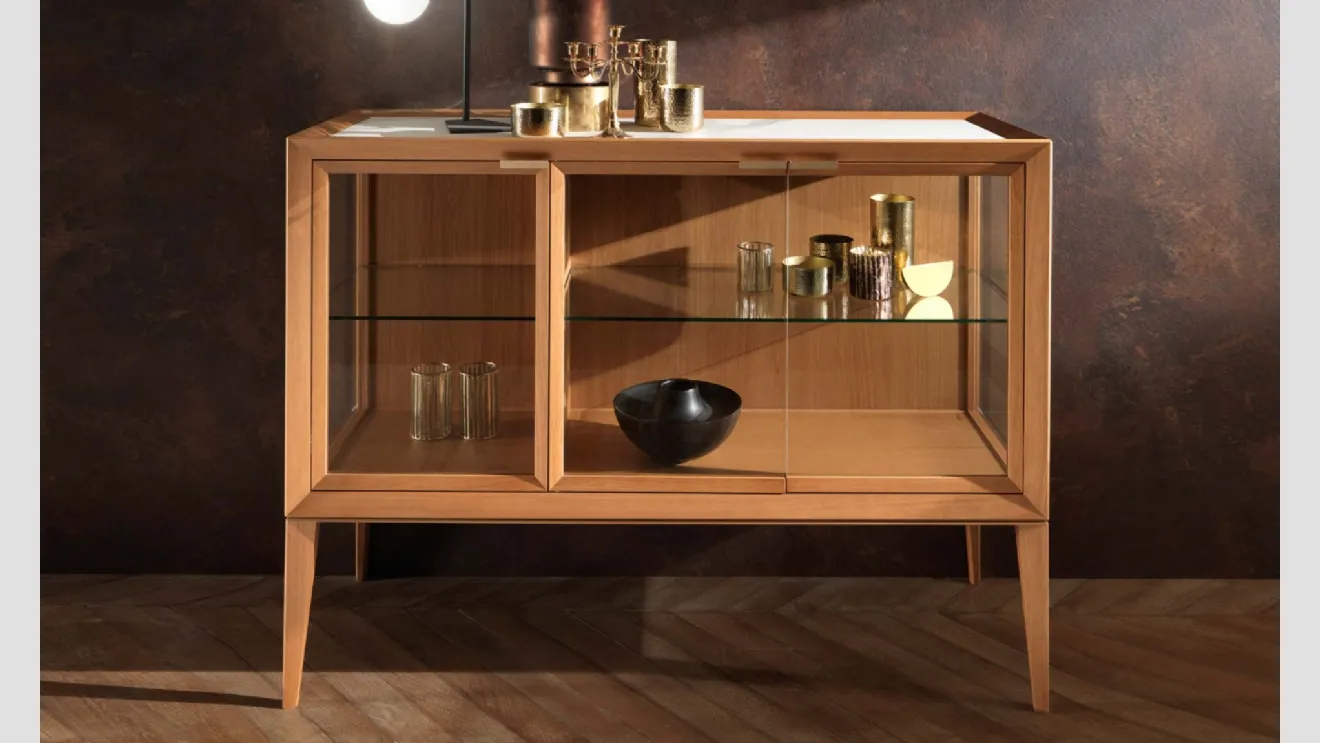 Madia Medea Vetrina con struttura in legno di Rovere tinto miele di Riflessi