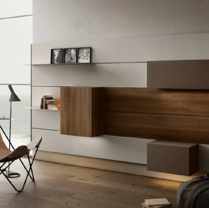 Mobile sospeso Living 01 in Noce e laccato opaco di Arredo3