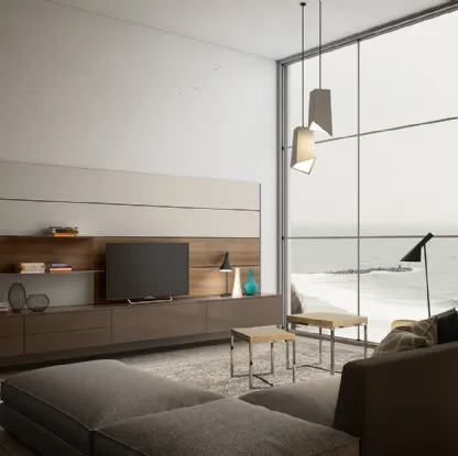 Parete Attrezzata sospesa in laccato lucido Living 01 di Arredo3