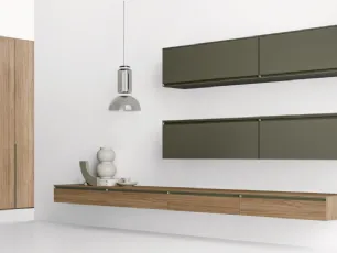 Parete Attrezzata con base sospesa in laccato opaco e melaminico GS212 di SantaLucia