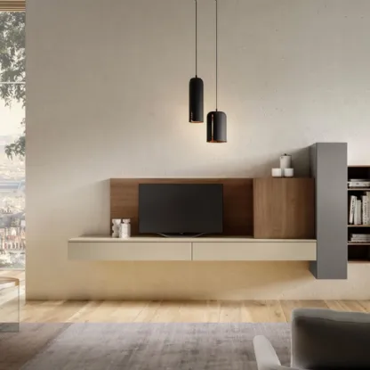 Parete Attrezzata Living 08 in laccato opaco e legno di Arredo3