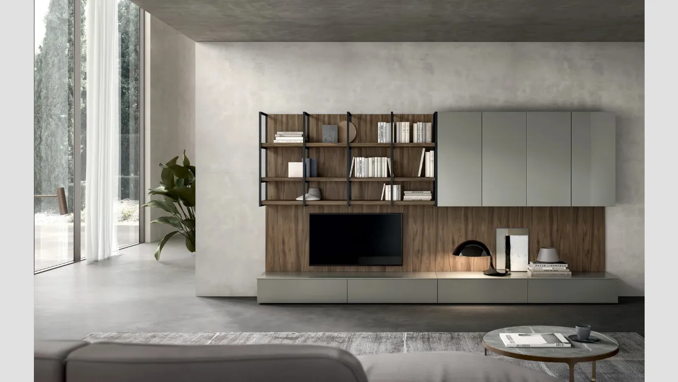 Parete Attrezzata Living Time 02 in laccato e legno di Arredo3