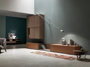 Parete Attrezzata in melaminico e laccato color cuoio KD006 di SantaLucia