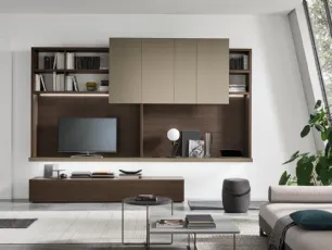 Parete Attrezzata Unix Spalla SU2125 in melaminico Rovere e laccato opaco Nichel di Maronese Acf