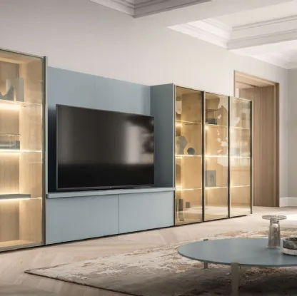 Parete Attrezzata sospesa Living T12 in melaminico di Gentili Cucine