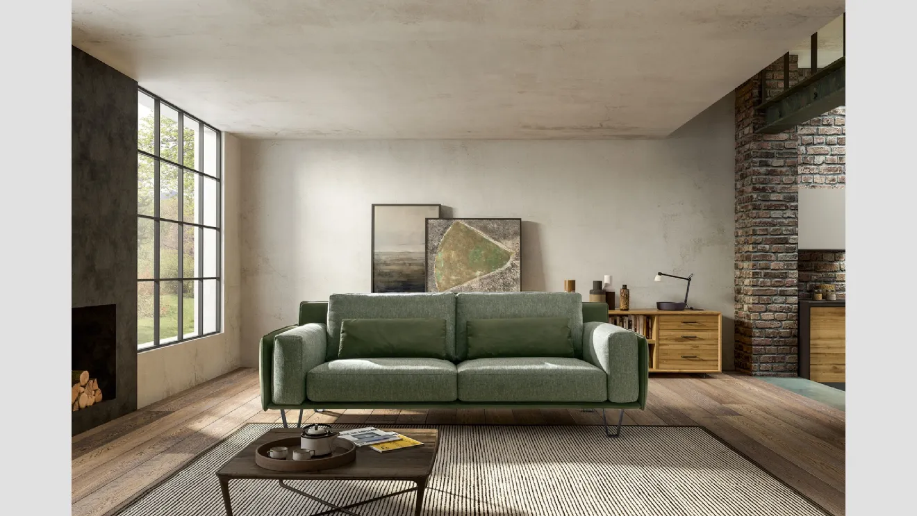 Divano lineare in tessuto Living Chic di Samoa