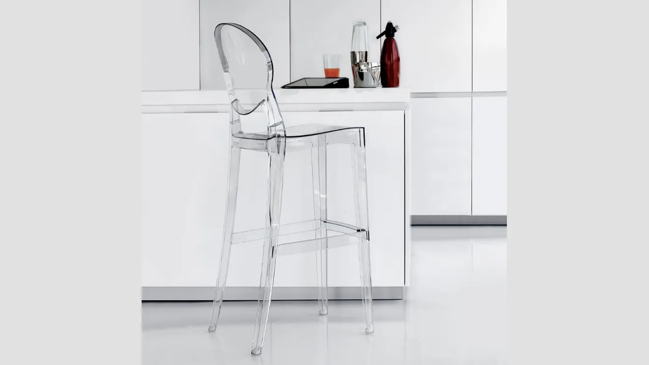 Sgabello Ink Stool 74 in policarbonato trasparente di La Seggiola