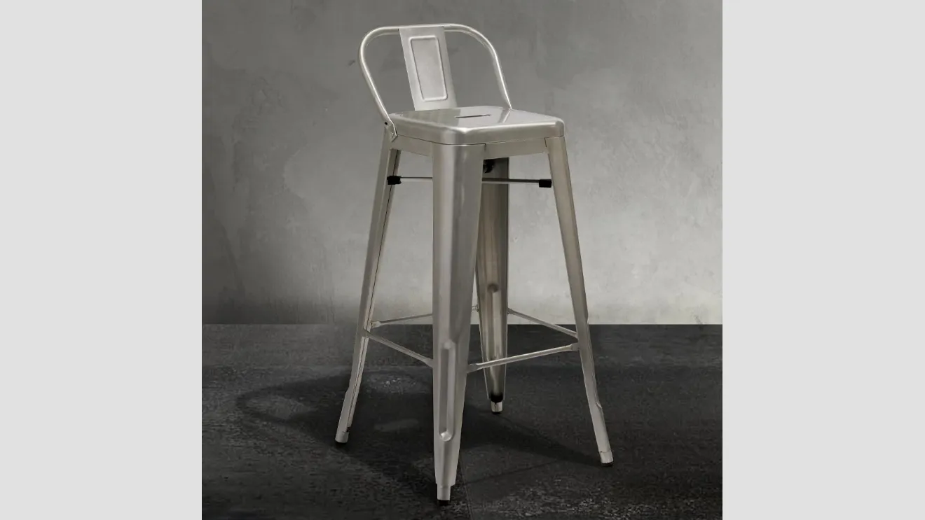 Sgabello Route 66 Back Stool 65 in metallo di La Seggiola