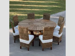 Tavolo rotondo Real Table in massello di teak indonesiano con finitura olio naturale di La Seggiola