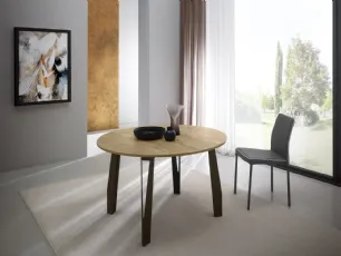 Tavolo T1377A Jet 120 Rotondo in melaminico rovere di Zamagna