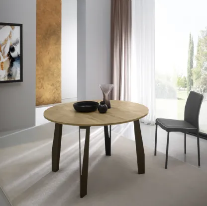 Tavolo T1377A Jet 120 Rotondo in melaminico rovere di Zamagna