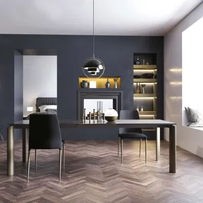 Tavolo T1507 Circle 160 in vetroceramica lucida di Zamagna