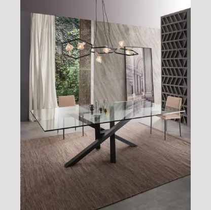 Tavolo con top in cristallo Shangai Vetro di Riflessi