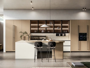 Cucina Moderna con isola Asia 01 in laccato e legno di Arredo3