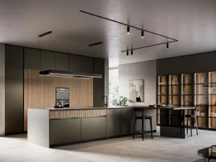 Cucina Moderna Asia con isola e penisola in laccato opaco e legno di Arredo3