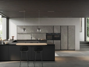 Cucina Moderna con penisola Glass 04 di Arredo3