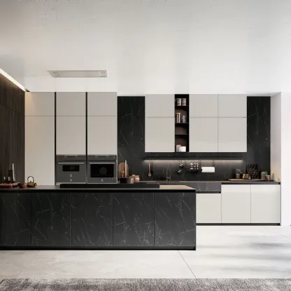 Cucina Moderna Glass 2 0 03 con penisola di Arredo3