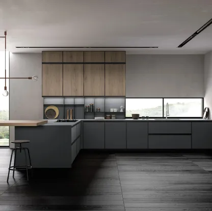 Cucina Moderna Kronos 02 con penisola di Arredo3