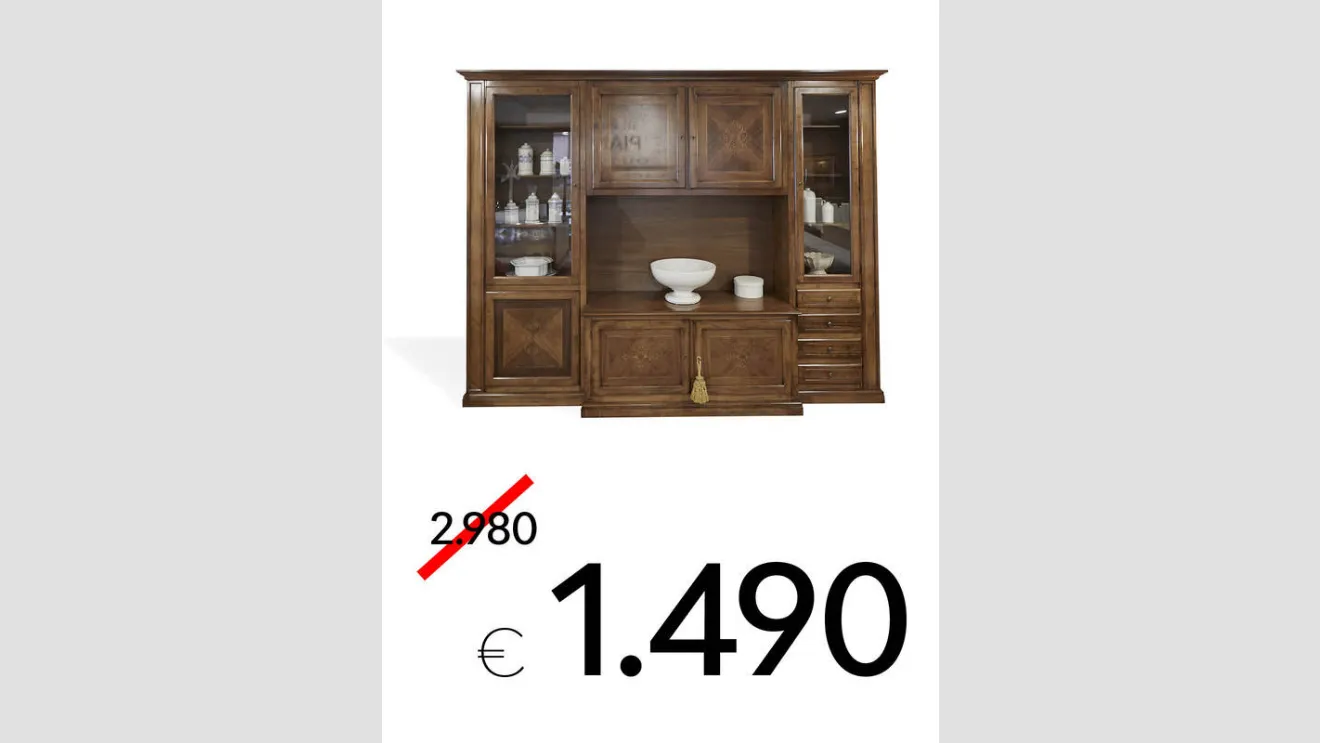 Parete attrezzata noce scontata