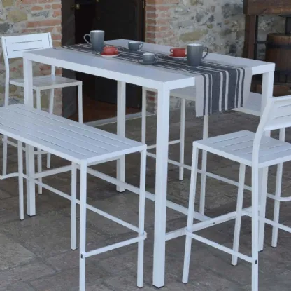 Tavolo da giardino Out Metal Tavolo Snack in acciaio zincato e verniciato bianco di La Seggiola