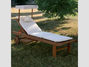 Sdraio Real Bed  in legno massello di teak indonesiano con finitura olio naturale con cuscino in tessuto imbottito e parasole di La Seggiola