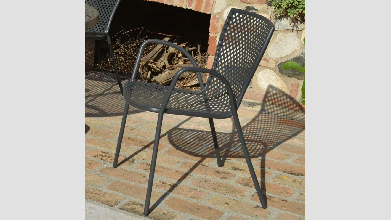 Poltroncina da giardino Sommer in acciaio zincato e verniciato poliestere antracite per esterni di La Seggiola